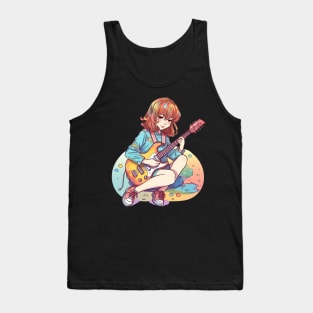 A girl playing her favourite guitar Tank Top